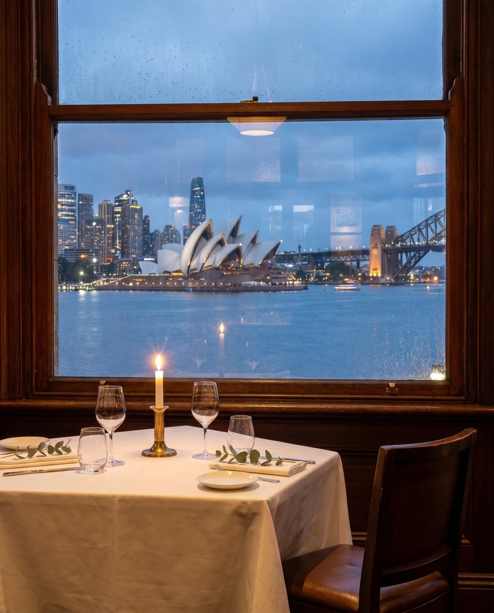 Over dinner above the harbour